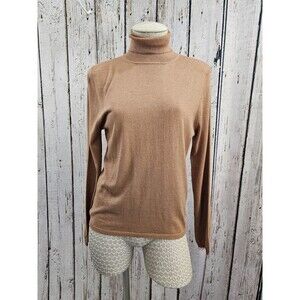 Maria Di Ripabianca 12 Lightweight Cashmere Turtleneck Sweater Tan Designer EUC